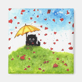 Fallen Sie Fuzzy Cat Liebe BiHrle Magnet (Vorne)