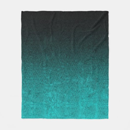 Fallen von Aqua und Schwarzer Glitzer Gradient Fleecedecke (Vorderseite)