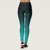 Fallen von Aqua und Schwarzer Glitzer Gradient Leggings (Rückseite)