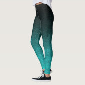 Fallen von Aqua und Schwarzer Glitzer Gradient Leggings (Links)