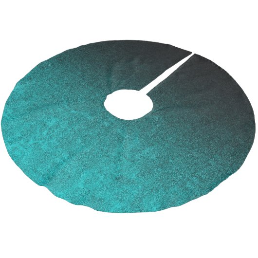 Fallen von Aqua und Schwarzer Glitzer Gradient Polyester Weihnachtsbaumdecke (Schrägansicht)