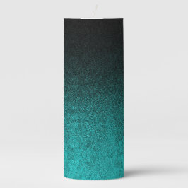 Fallen von Aqua und Schwarzer Glitzer Gradient Stumpenkerze