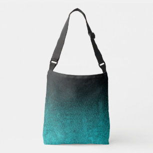 Fallen von Aqua und Schwarzer Glitzer Gradient Tragetaschen Mit Langen Trägern