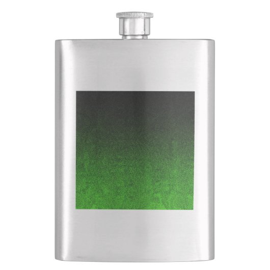 Fallen von Grün und Schwarz Glitzer Gradient Flachmann (Vorderseite)