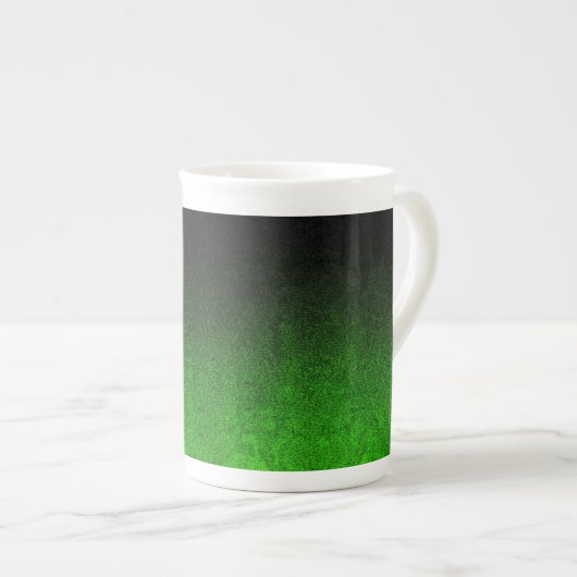 Fallen von Grün und Schwarz Glitzer Gradient Porzellantasse (Vorderseite Rechts)