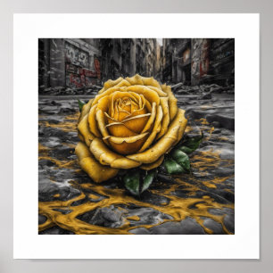 Fallen Yellow Rose Poster