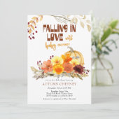 Fallend in der Liebe Herbst Blume Pumpkin Baby Dus Einladung (Stehend Vorderseite)