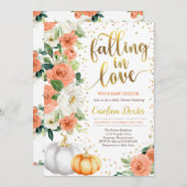 Fallend in Liebe Baby Dusche Einladung Orange Gold (Vorne/Hinten)