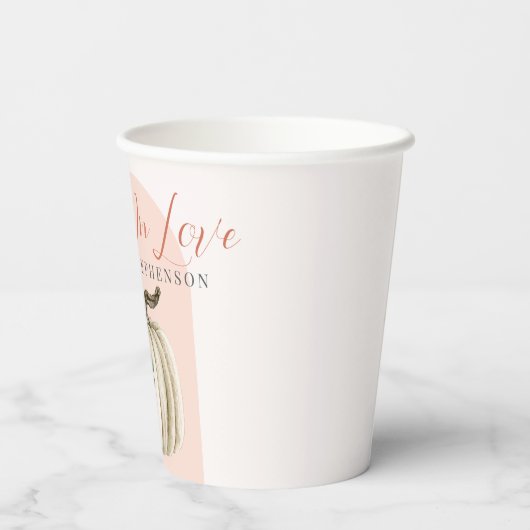 Fallend in Liebe Baby Dusche Pink Arch Kürbis Pappbecher (Rückseite)