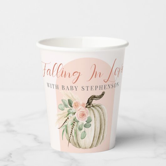 Fallend in Liebe Baby Dusche Pink Arch Kürbis Pappbecher (Links)