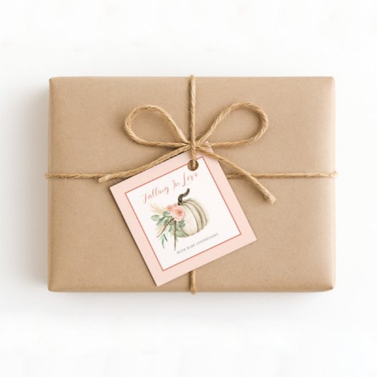 Fallend in Liebe Baby Dusche Pumpkin Blumenrosa Geschenkanhänger