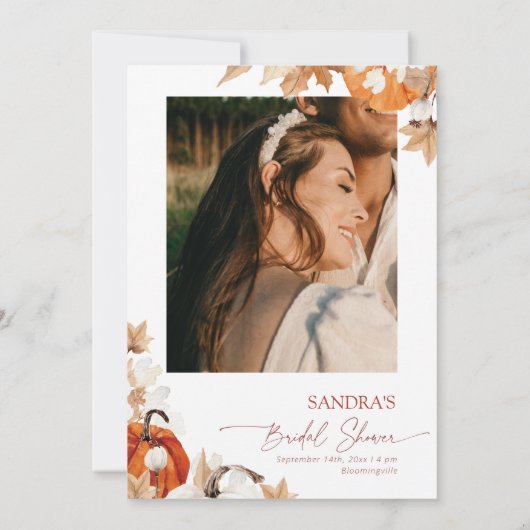 Fallend in Liebe Brautparty Autumn Pumpkin Einladung (Rückseite)