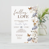 Fallend in Liebe Brautparty, Blumenschmetterling Einladung (Stehend Vorderseite)