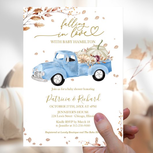 Fallend in Liebe Budget Boy Baby Shower Einladung Flyer