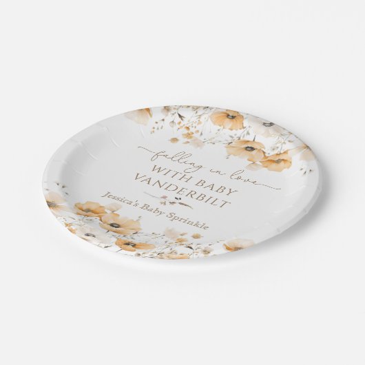 Fallend in Liebe Fall Wildblume Babydusche Pappteller (Schrägansicht)