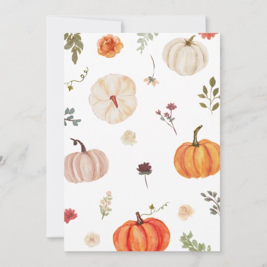 Fallend in Liebe Floral Pumpkin Baby Dusche Einladung (Rückseite)