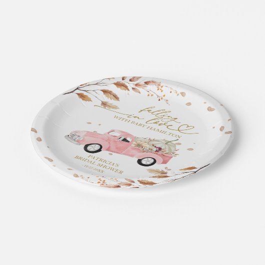 Fallend in Liebe Pumpkin Fall Babydusche Pappteller (Schrägansicht)