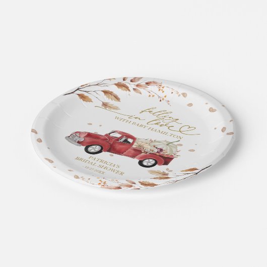 Fallend in Liebe Pumpkin Fall Babydusche Pappteller (Schrägansicht)