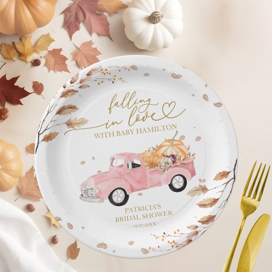 Fallend in Liebe Pumpkin Fall Babydusche Pappteller