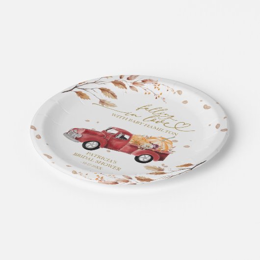 Fallend in Liebe Pumpkin Fall Babydusche Pappteller (Schrägansicht)