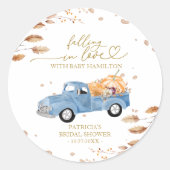 Fallend in Liebe Pumpkin Fall Babydusche Runder Aufkleber (Vorderseite)