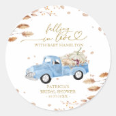 Fallend in Liebe Pumpkin Fall Babydusche Runder Aufkleber (Vorderseite)