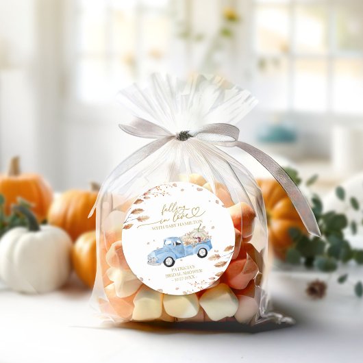 Fallend in Liebe Pumpkin Fall Babydusche Runder Aufkleber