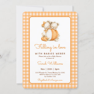 Fallend in Liebe Pumpkin Twins Baby Dusche Einladung