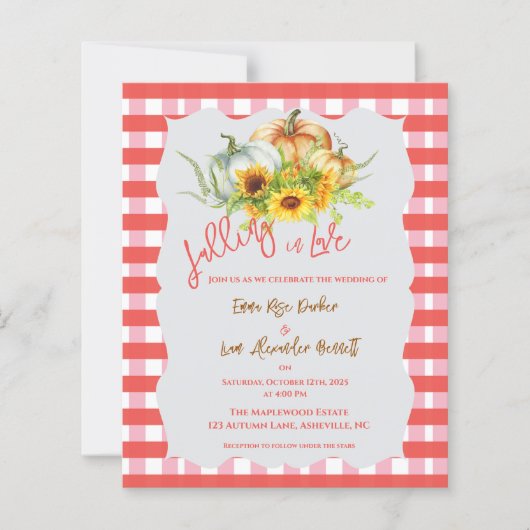 "Fallend in Liebe" Pumpkins Hochzeit im Herbst Ein (Vorderseite)