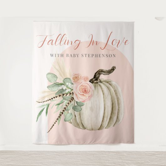 Fallend in Liebe rosa Bögen Herbstkürbis Kürbisban Wandteppich (Vorderseite)