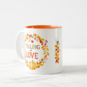 Fallend in Liebe Wreath Autumn Leaves Pumpkin verl Zweifarbige Tasse (Vorderseite Links)