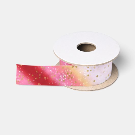 Fallend Pink Sakura Sunrise Satinband (Spule)