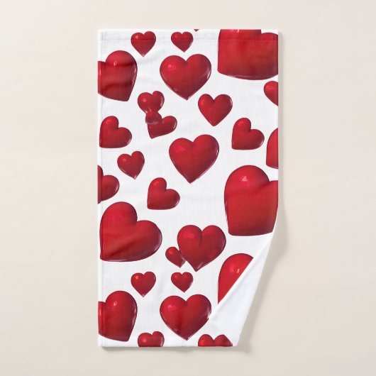 Fallend Red Hearts Valentine Muster Badhandtuch Set (Handtuch)