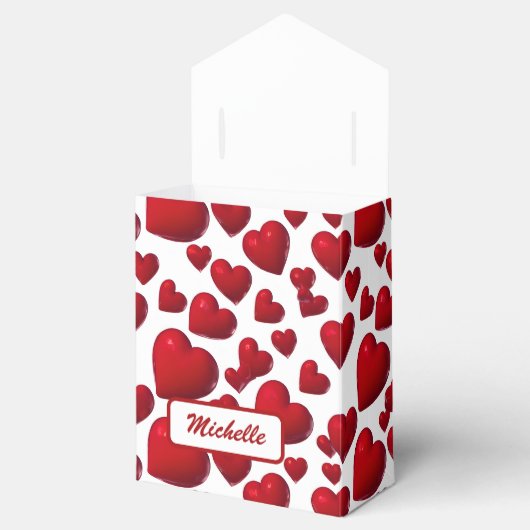 Fallend Red Hearts Valentine Muster Geschenkschachtel (Geöffnet)