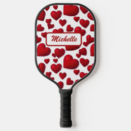Fallend Red Hearts Valentine Muster Pickleball Schläger