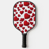 Fallend Red Hearts Valentine Muster Pickleball Schläger (Rückseite)