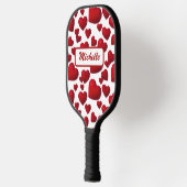 Fallend Red Hearts Valentine Muster Pickleball Schläger (Links)