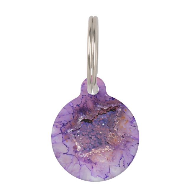 Fallende Amethyst-Geode Haustiermarke (Vorderseite)