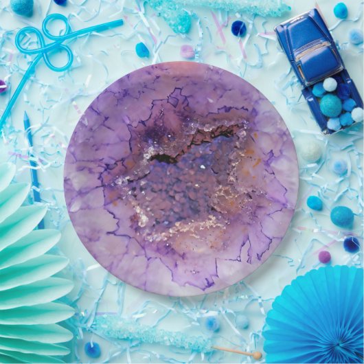 Fallende Amethyst-Geode Pappteller (Party)