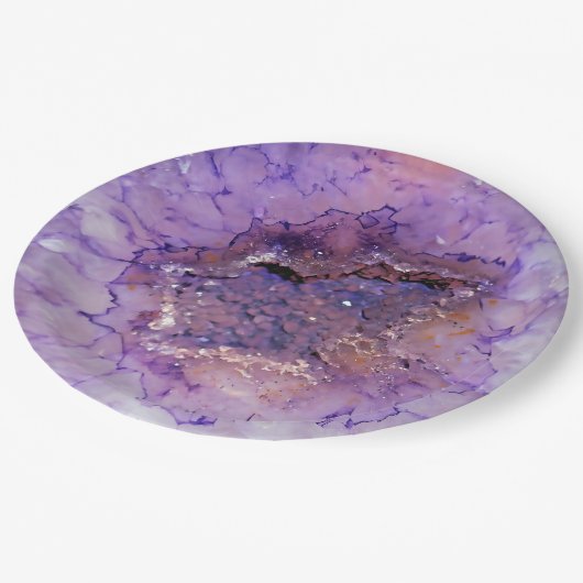Fallende Amethyst-Geode Pappteller (Schrägansicht)