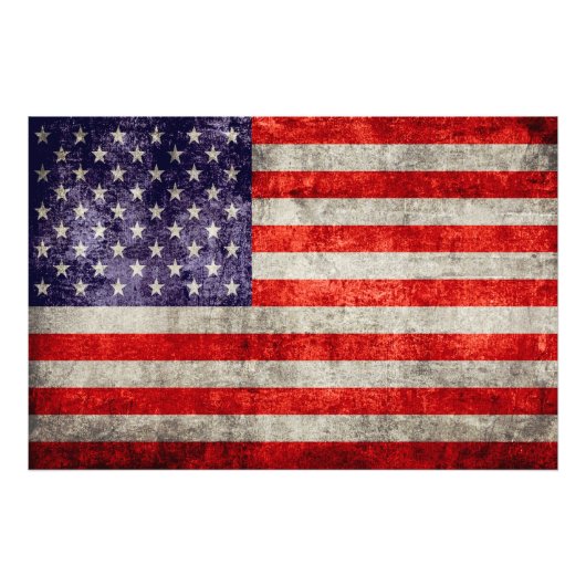 Fallende antike amerikanische Flagge Fotodruck (Vorne)