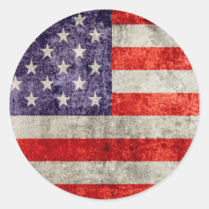 Fallende antike amerikanische Flagge Runder Aufkleber