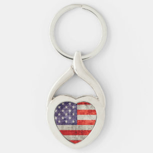 Fallende antike amerikanische Flagge Schlüsselanhänger