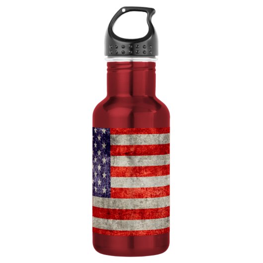 Fallende antike amerikanische Flagge Trinkflasche (Vorderseite)