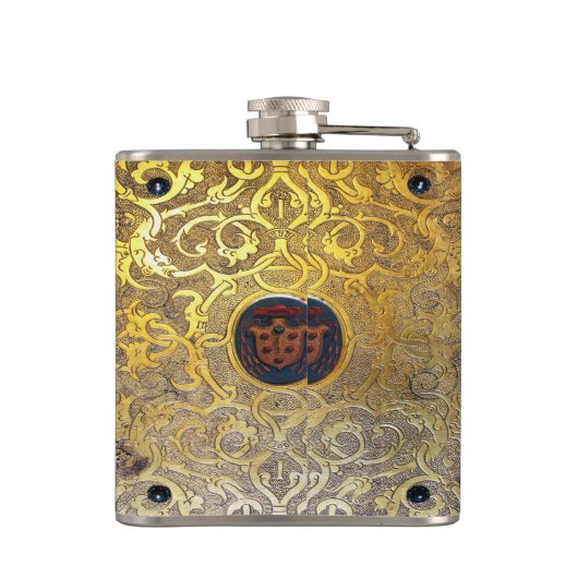 Fallende antike Goldene Wirbel Flachmann (Rückseite)