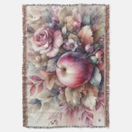 fallende Äpfel in Pastellfarben Aquarellmalerei Decke (Vorderseite Vertikal)