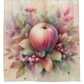 fallende Äpfel in Pastellfarben Aquarellmalerei Duschvorhang (Vorderseite)