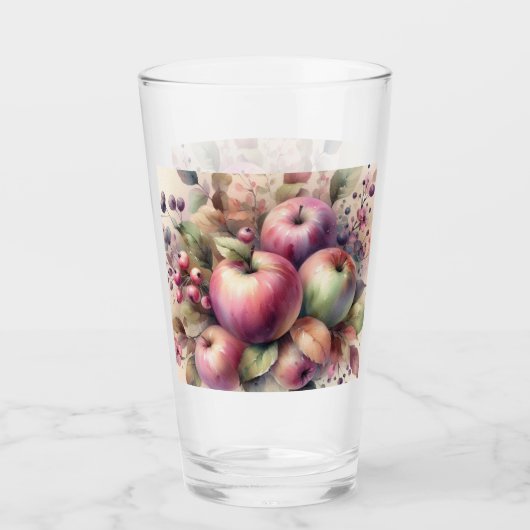 fallende Äpfel in Pastellfarben Aquarellmalerei Glas (Vorderseite)