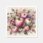 fallende Äpfel in Pastellfarben Aquarellmalerei Serviette (Vorderseite)
