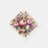 fallende Äpfel in Pastellfarben Aquarellmalerei Serviette (Ecke)